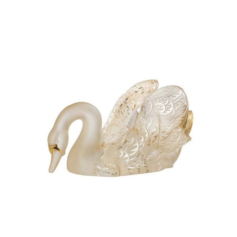 Cygne tête baissée lustré or 10584400 Bestiaire - Lalique