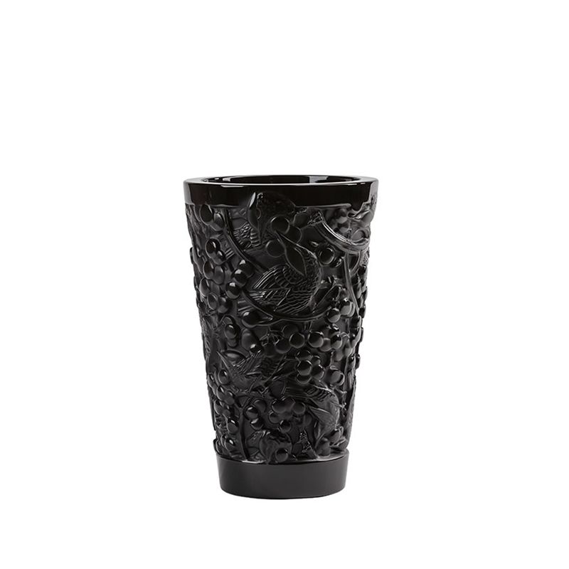Merles & Raisins black 10732300 Vase - Lalique