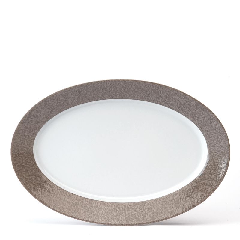 Oval platter 35 cm 016712 Seychelles taupe - Deshoulières