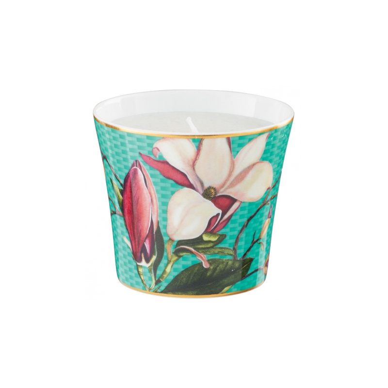 Pot à bougie Magnolia turquoise Trésor fleuri - Raynaud