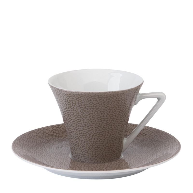 European coffee cup and saucer 024570 Seychelles taupe - Deshoulières