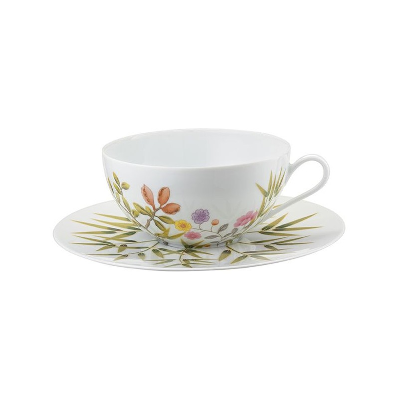 Tasse et soucoupe à déjeuner Fond blanc Paradis - Raynaud