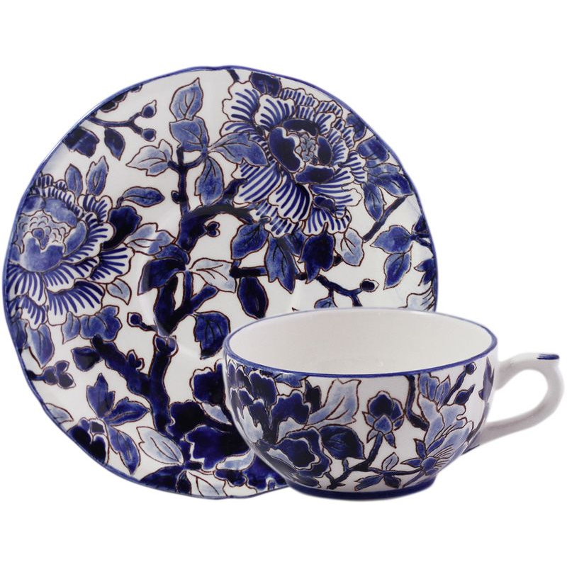 Tasse et soucoupe à thé 1665PTHE26 Pivoines bleues - Gien