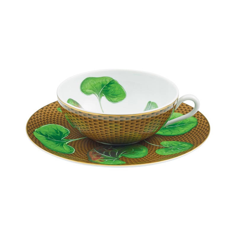 Tea cup and saucer Asarum brown (With gift box) Trésor fleuri - Raynaud