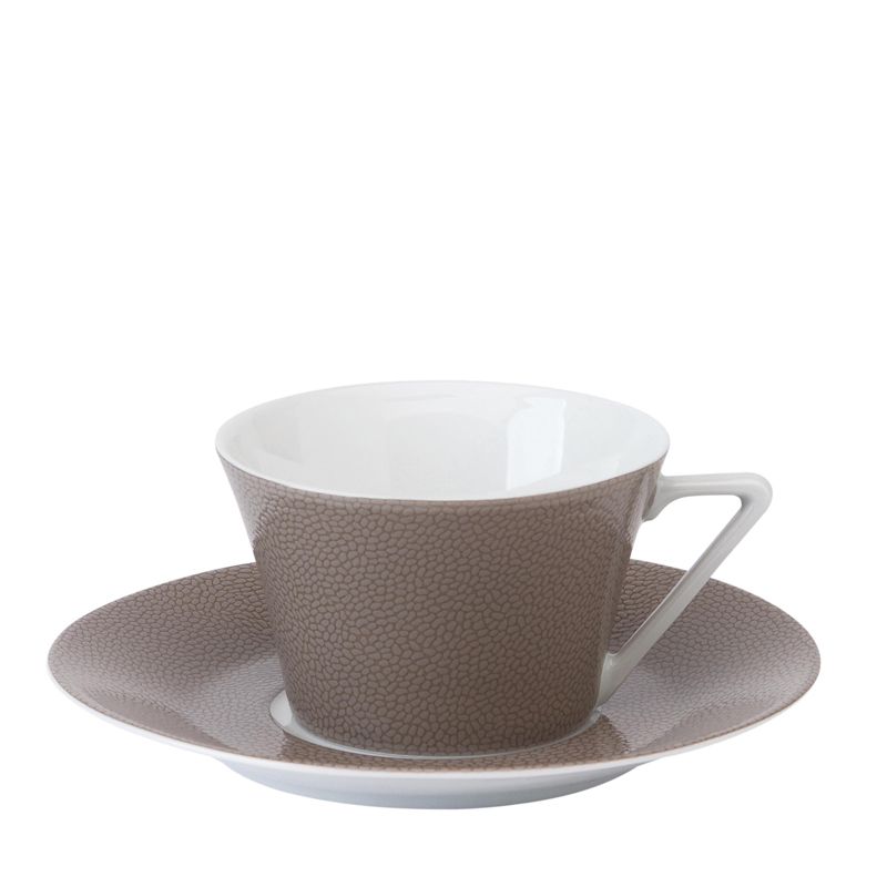 Tasse et soucoupe à thé 012444 Seychelles taupe - Deshoulières