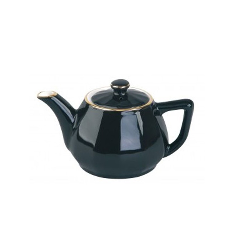 Black teapot with gold rim 007672 Flora Apilco - Deshoulières