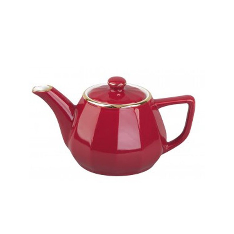 Red teapot with gold rim 007647 Flora Apilco - Deshoulières