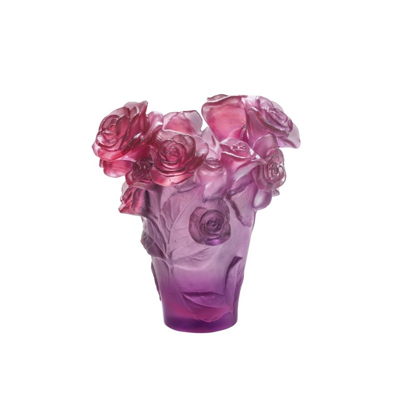 Red  purple Rose Passion vase 05287-5 Roses passion - Daum