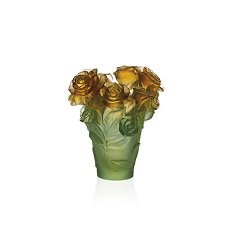 Green and orange vase 05287-2 Roses passion - Daum